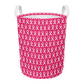 White And Pink Breast Cancer Print Round Laundry Basket