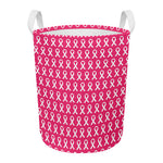 White And Pink Breast Cancer Print Round Laundry Basket