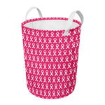 White And Pink Breast Cancer Print Round Laundry Basket