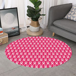 White And Pink Breast Cancer Print Round Rug