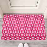White And Pink Breast Cancer Print Rubber Doormat