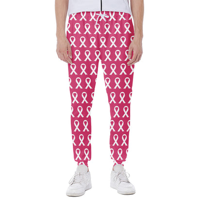 White And Pink Breast Cancer Print Scuba Joggers