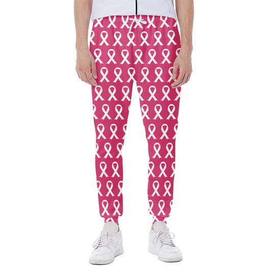 White And Pink Breast Cancer Print Scuba Joggers