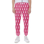 White And Pink Breast Cancer Print Scuba Joggers