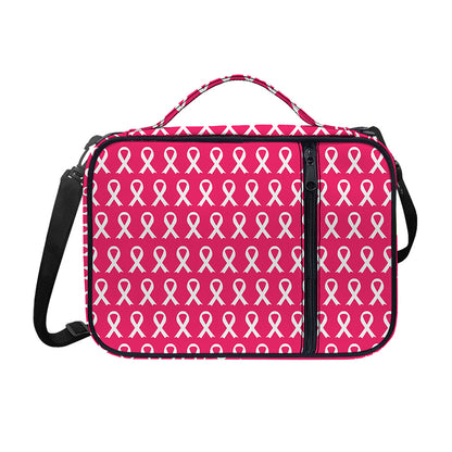 White And Pink Breast Cancer Print Shoulder Strap Bible Bag