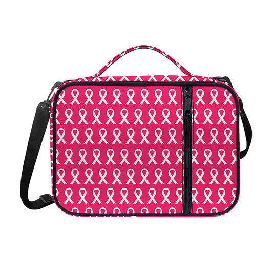 White And Pink Breast Cancer Print Shoulder Strap Bible Bag