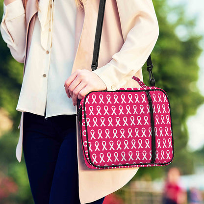 White And Pink Breast Cancer Print Shoulder Strap Bible Bag