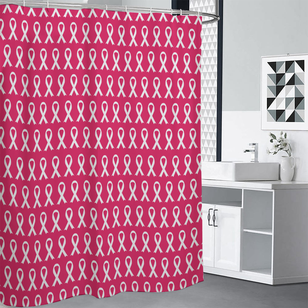 White And Pink Breast Cancer Print Shower Curtain