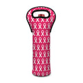 White And Pink Breast Cancer Print Single Neoprene Wine Tote