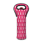 White And Pink Breast Cancer Print Single Neoprene Wine Tote