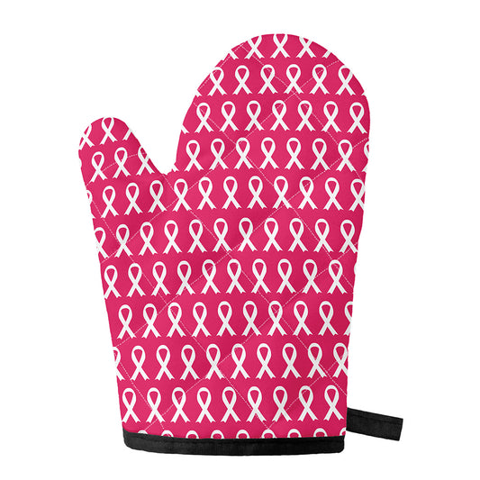 White And Pink Breast Cancer Print Single Oven Mitt