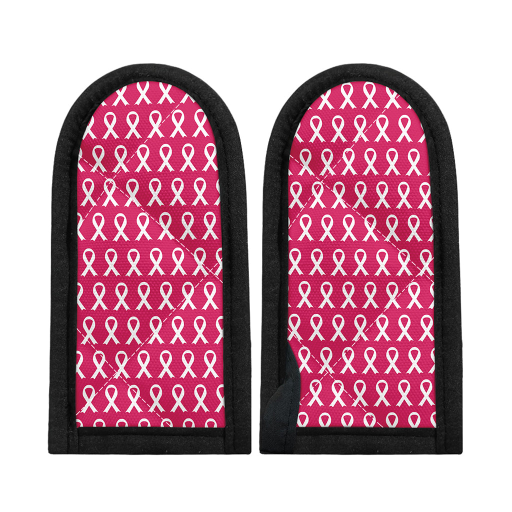 White And Pink Breast Cancer Print Skillet Handle Cover