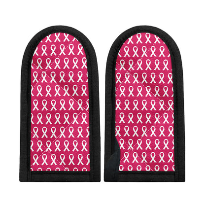 White And Pink Breast Cancer Print Skillet Handle Cover