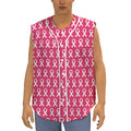White And Pink Breast Cancer Print Sleeveless Baseball Jersey