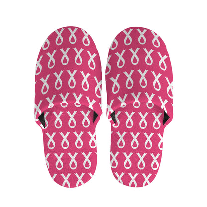 White And Pink Breast Cancer Print Slippers