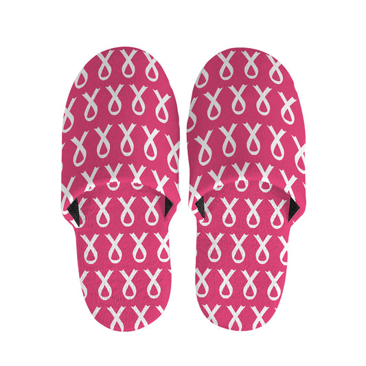 White And Pink Breast Cancer Print Slippers