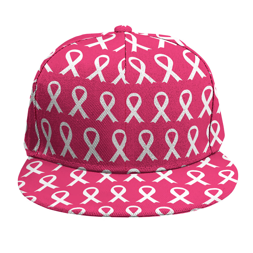 White And Pink Breast Cancer Print Snapback Cap