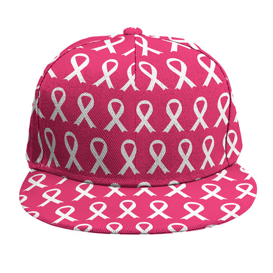 White And Pink Breast Cancer Print Snapback Cap