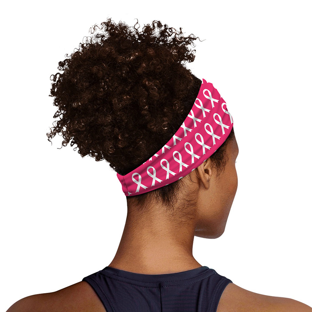 White And Pink Breast Cancer Print Sports Headband