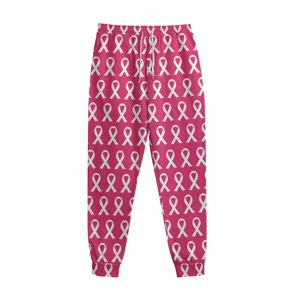 White And Pink Breast Cancer Print Sweatpants