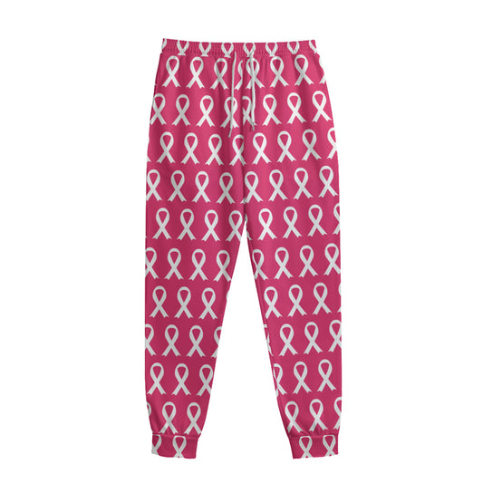 White And Pink Breast Cancer Print Sweatpants