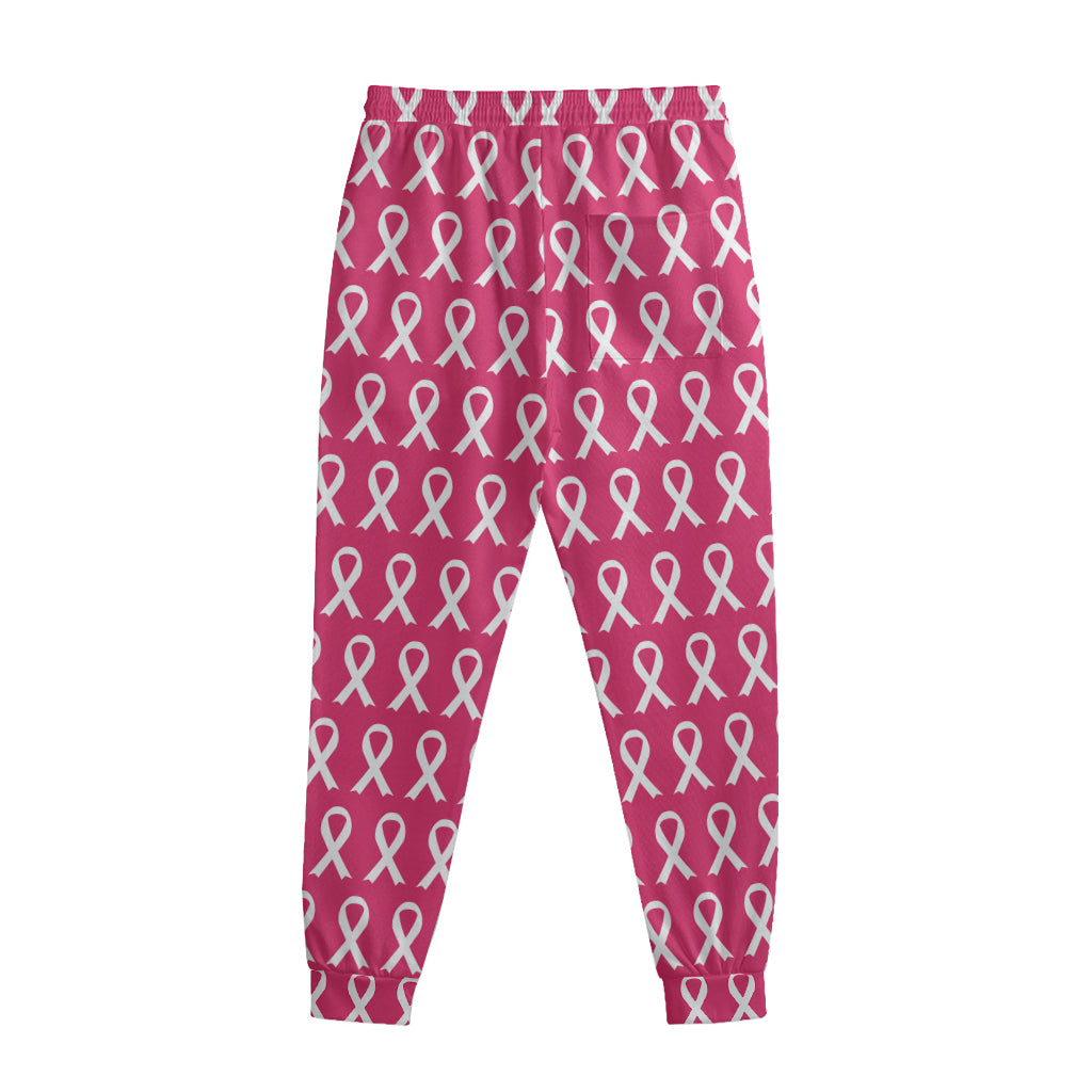 White And Pink Breast Cancer Print Sweatpants