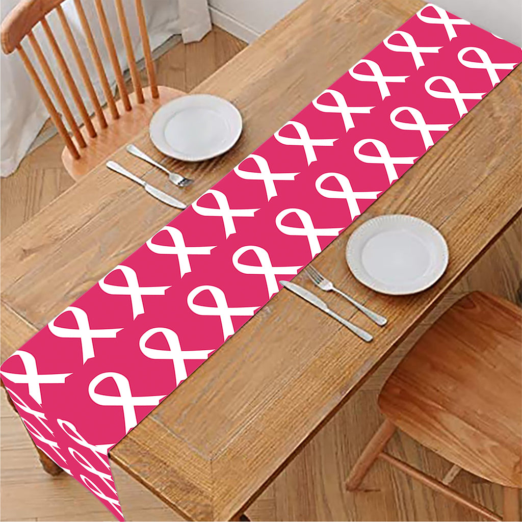 White And Pink Breast Cancer Print Table Runner