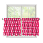 White And Pink Breast Cancer Print Tier Curtains