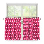 White And Pink Breast Cancer Print Tier Curtains
