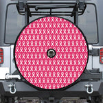 White And Pink Breast Cancer Print Tire Cover With Camera Hole
