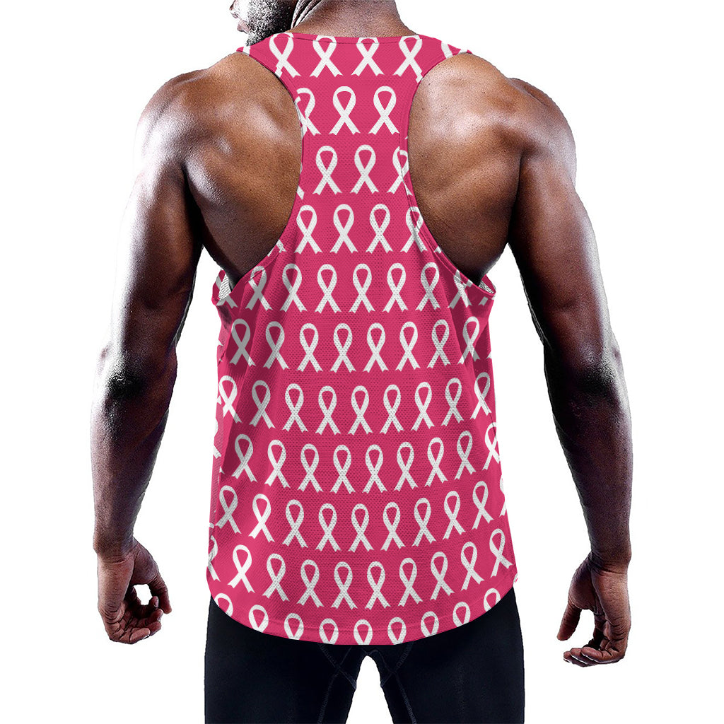 White And Pink Breast Cancer Print Training Tank Top