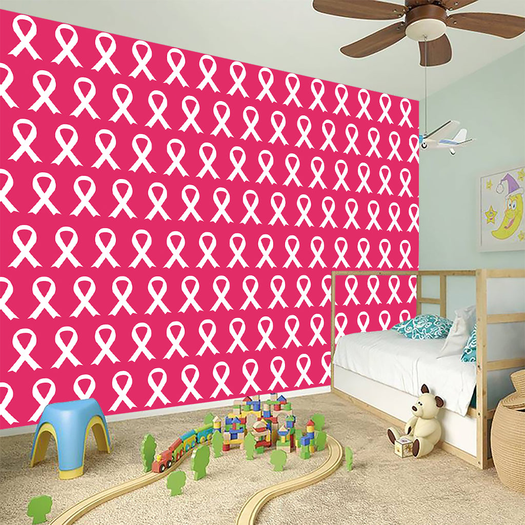 White And Pink Breast Cancer Print Wall Sticker