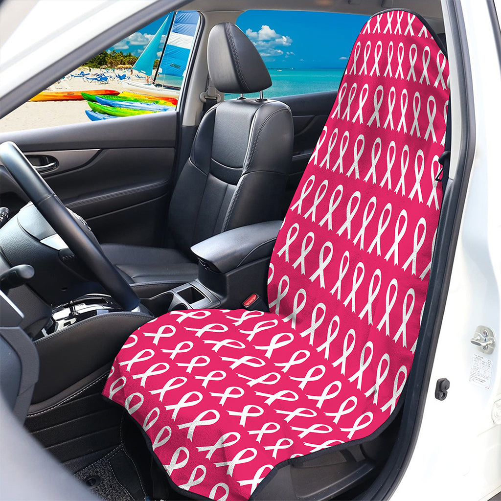 White And Pink Breast Cancer Print Waterproof Car Seat Cover