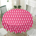 White And Pink Breast Cancer Print Waterproof Round Tablecloth