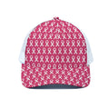 White And Pink Breast Cancer Print White Mesh Trucker Hat