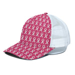 White And Pink Breast Cancer Print White Mesh Trucker Cap