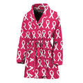 White And Pink Breast Cancer Print Women's Bathrobe