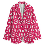 White And Pink Breast Cancer Print Women's Blazer