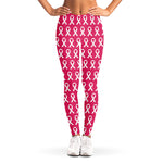 White And Pink Breast Cancer Print Women's Leggings