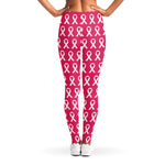 White And Pink Breast Cancer Print Women's Leggings