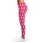 White And Pink Breast Cancer Print Women's Leggings
