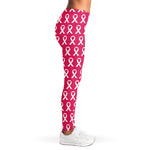 White And Pink Breast Cancer Print Women's Leggings