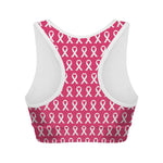 White And Pink Breast Cancer Print Women's Sports Bra