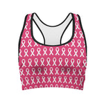 White And Pink Breast Cancer Print Women's Sports Bra