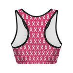 White And Pink Breast Cancer Print Women's Sports Bra