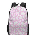 White And Pink Cow Print 17 Inch Backpack