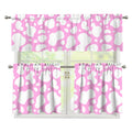 White And Pink Cow Print 3 Piece Kitchen Curtains