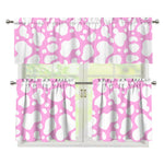White And Pink Cow Print 3 Piece Kitchen Curtains
