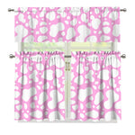 White And Pink Cow Print 3 Piece Kitchen Curtains