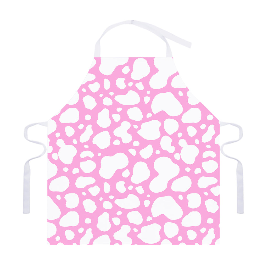 White And Pink Cow Print Adjustable Apron